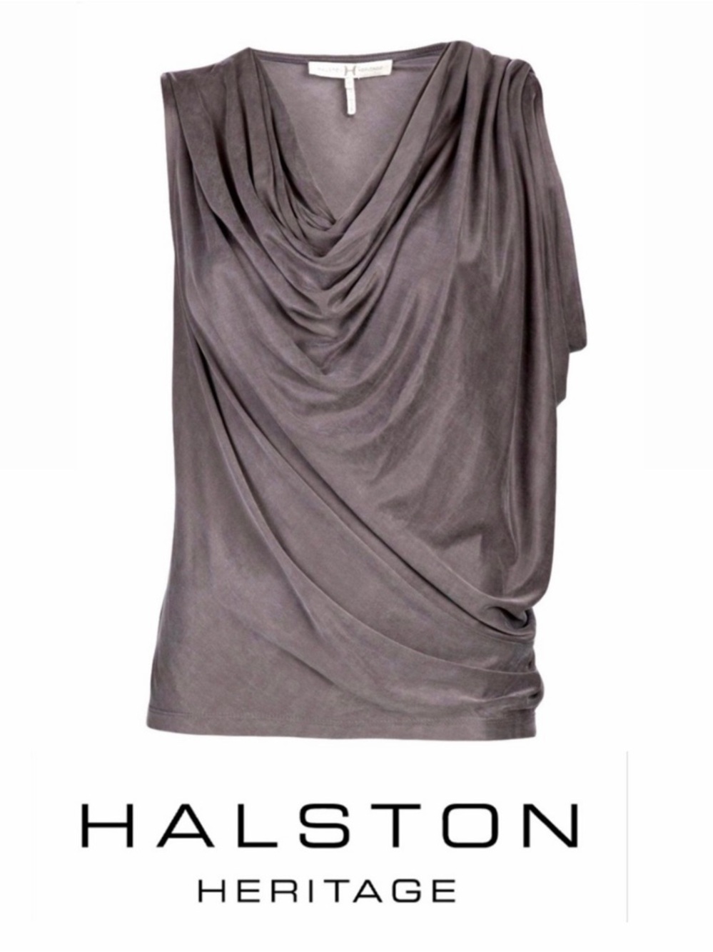 HALSTON HERITAGE Draped Assymetrical Cowl Neck Top